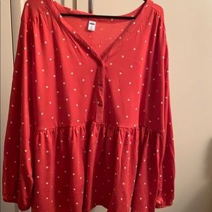 New polkadot babydoll blouse with long sleeves